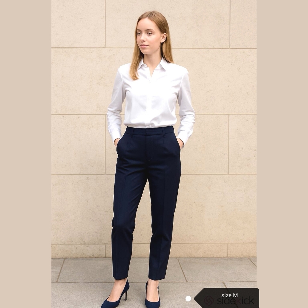 Vintage 90s High Waisted Wool Navy Blue Pants Trousers